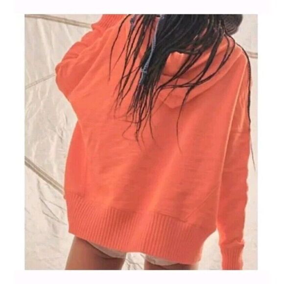 Free People Solid Honey Dove Pullover Sweatshirt In Morning Burst Orange Sz Med - Picture 2 of 10